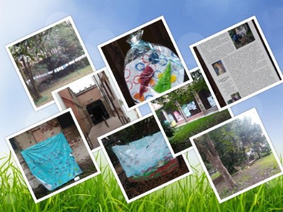 collage Collage foto dei disegni posti all'interno del giardino
