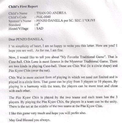 report La lettera che Andrea ci ha scritto