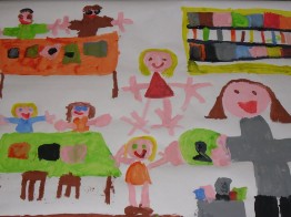 In biblioteca I bambini in biblioteca - disegno