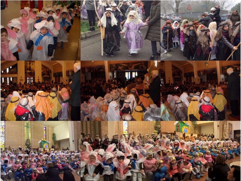 collage Alcuni momenti del presepe vivente