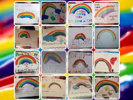 collage con disegni arcobaleno