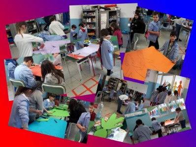 diritti dei bambini Collage preparazione addobbi atrio