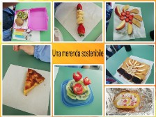 Collage di foto con le merende sostenibili portate dagli alunni