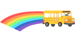 arcobaleno con scuolabus