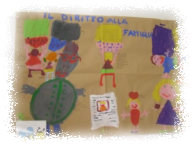 diritto alla famiglia cartellone che illustra il diritto visto dai bambini
