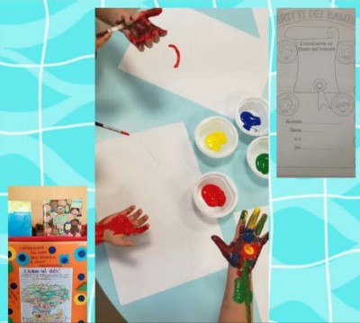 Foto collage delle attività sui diritti dei bambini