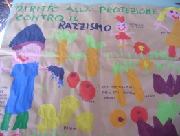 Il cartellone che illustra il diritto alla protezione contro il razzismo