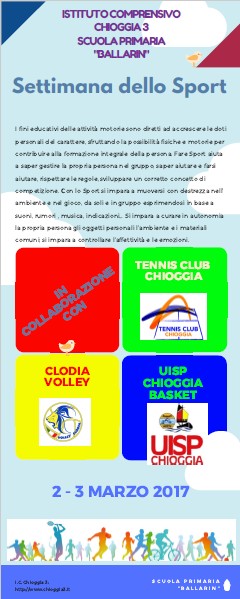 settimana dello sport Infografica eventi Ballarin